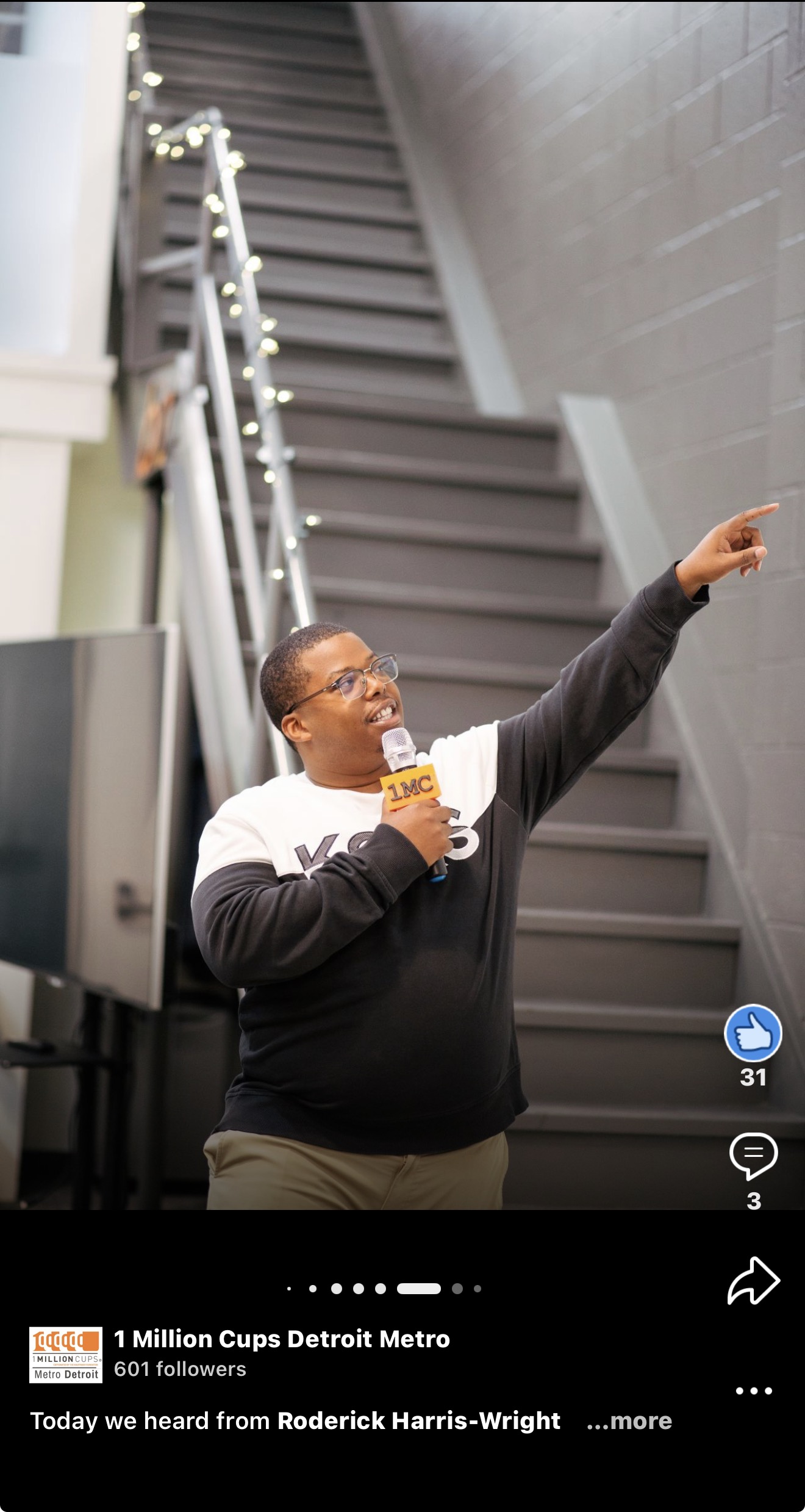 Rod presenting at One Million Cups Detroit
